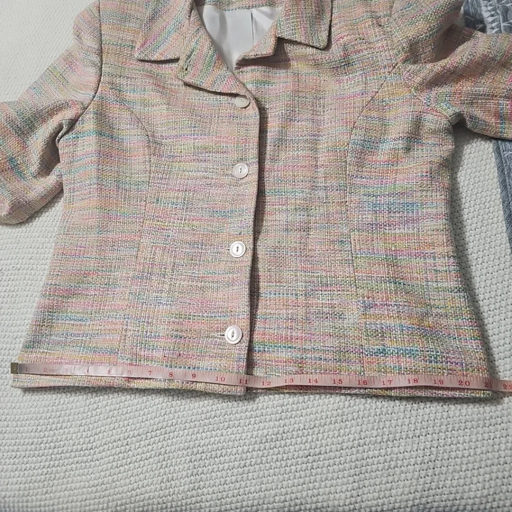 Giancarlo Ferrari Vintage‎ 100% Silk Multicolor Tweed Jacket/Blazer Womens 12